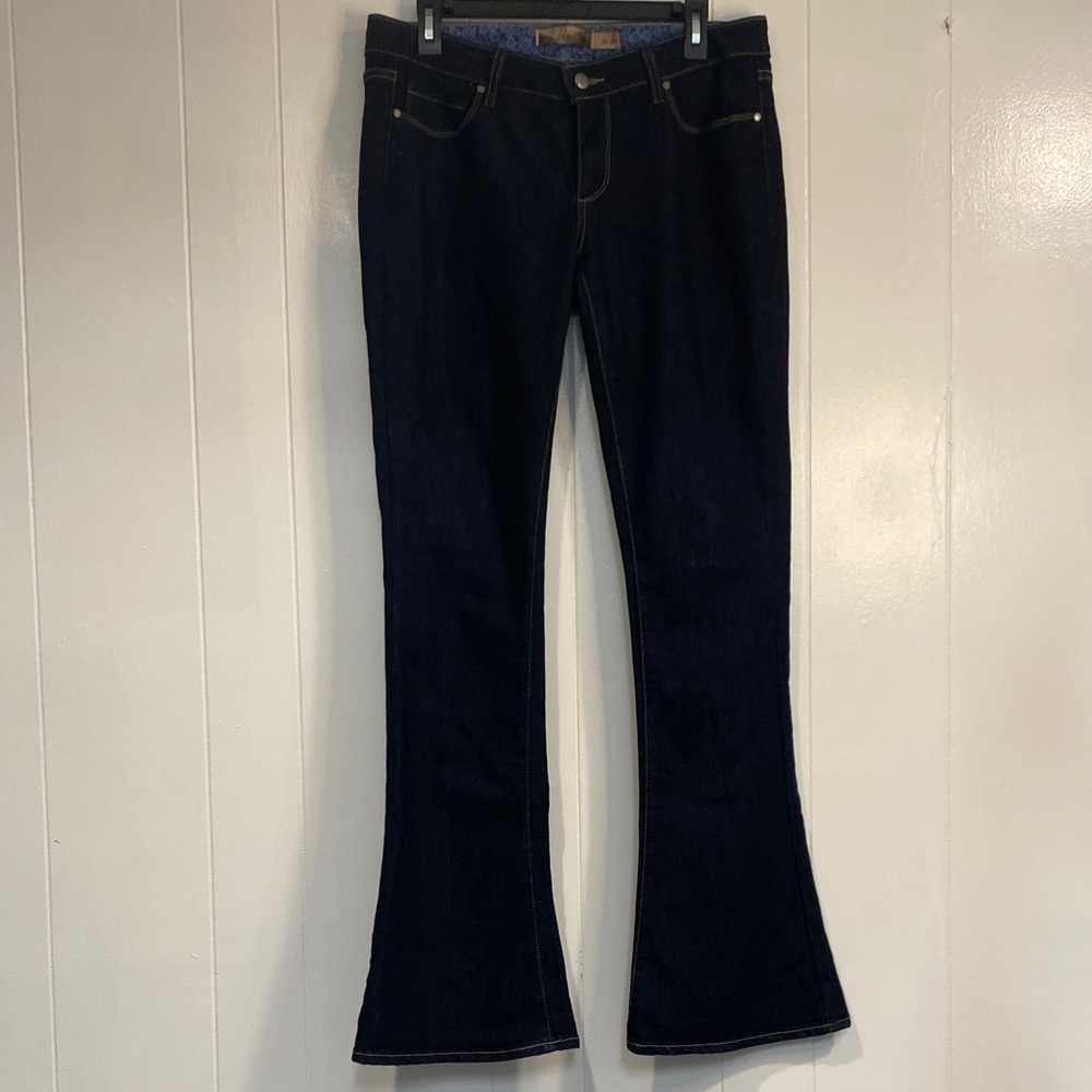 PAIGE Lou Lou Flare Boot Jeans Dark Indigo Premium Denim Boho Y2K Size 30 (10)